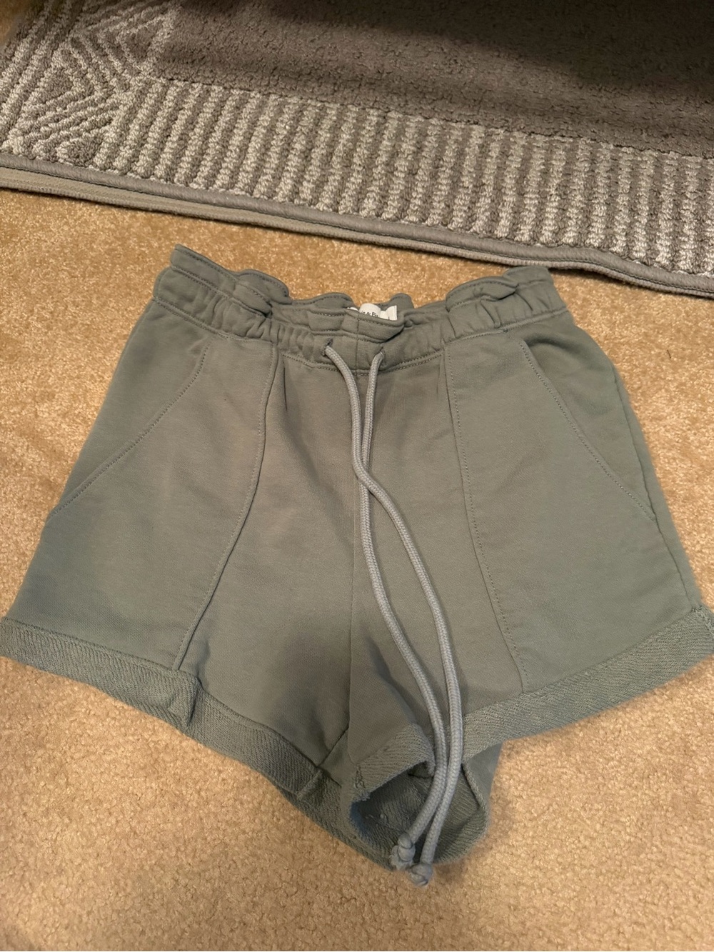 Abercrombie & Fitch Olive Green Drawstring High-Waist Athletic Shorts